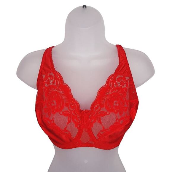 Victoria's Secret Other - Vintage Victoria's Secret Gold Label Bra Lace 36DD Coral Red USA Nylon Underwire